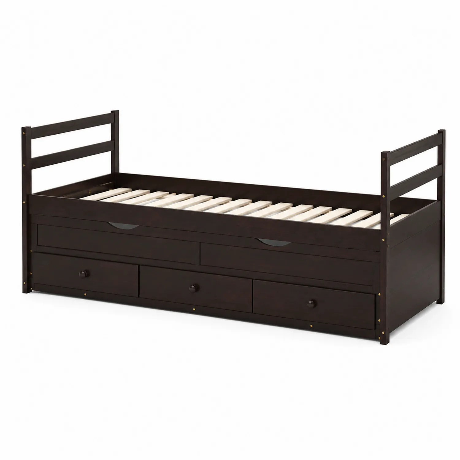 Cama de día de madera con cajones de pino 200x90 cm