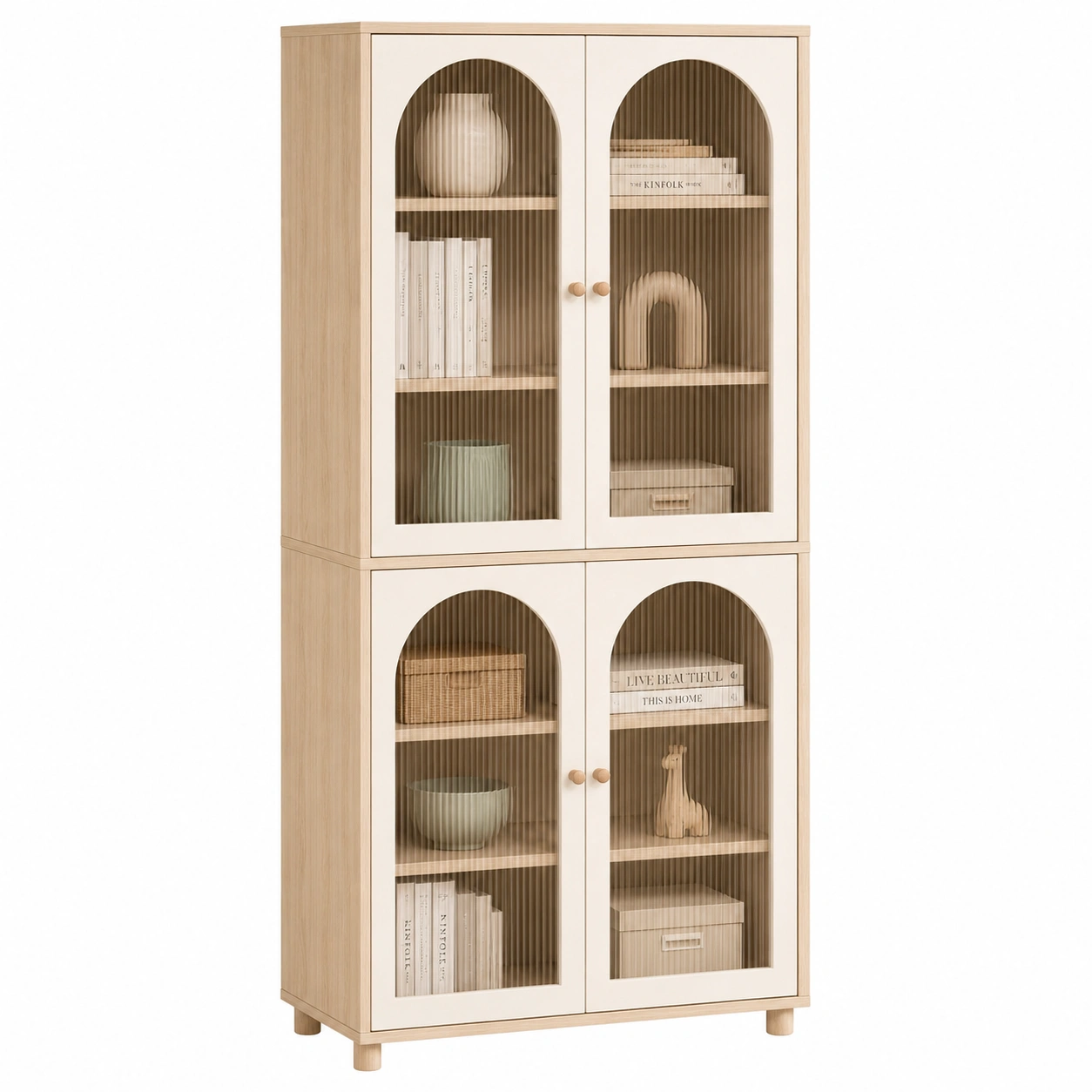 Vitrina nordica crema con puertas arqueadas-nordivanahome