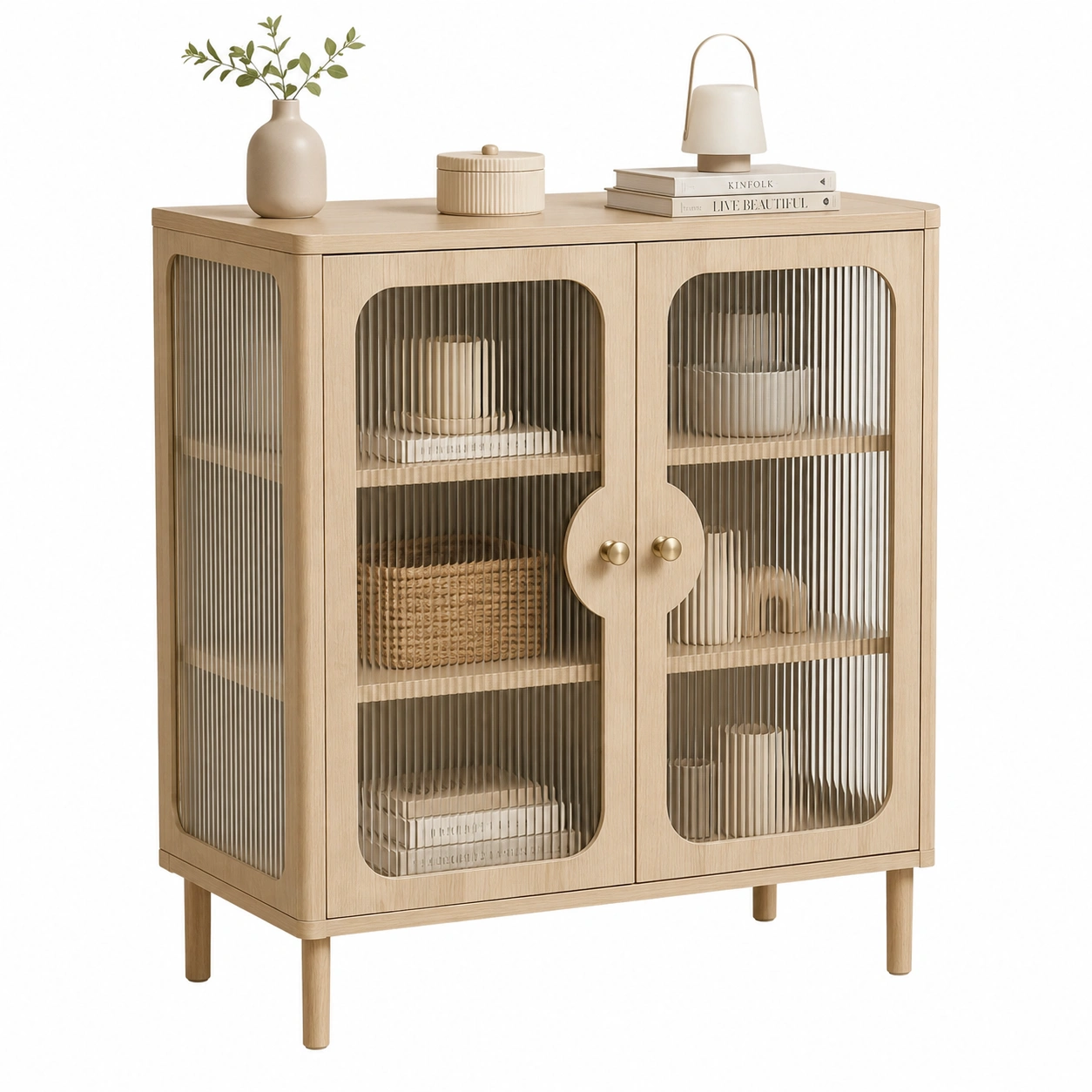 Vitrina compacta de madera natural-nordivanahome