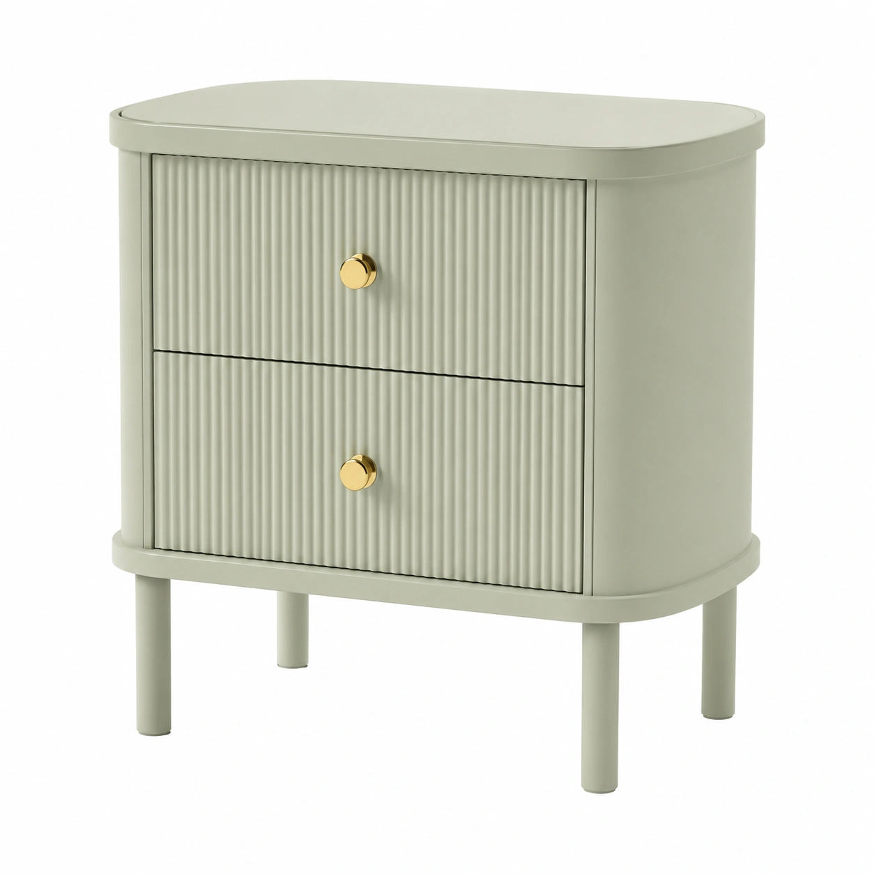 Mesita verde suave con detalles acanalados-vivamobel