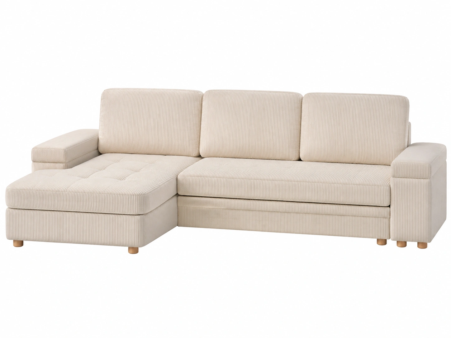 Sofa chaise longue de pana beige para un hogar calido y relajante-vivamobel