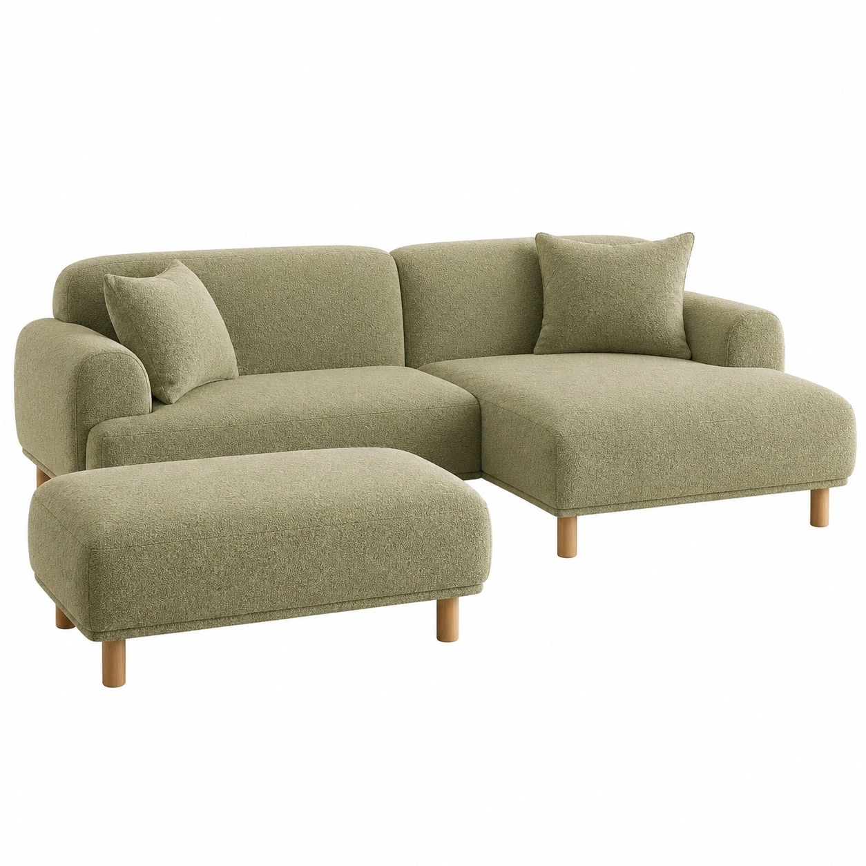 Sofa Chaise Longue Verde Oliva con Ottoman-vivamobel