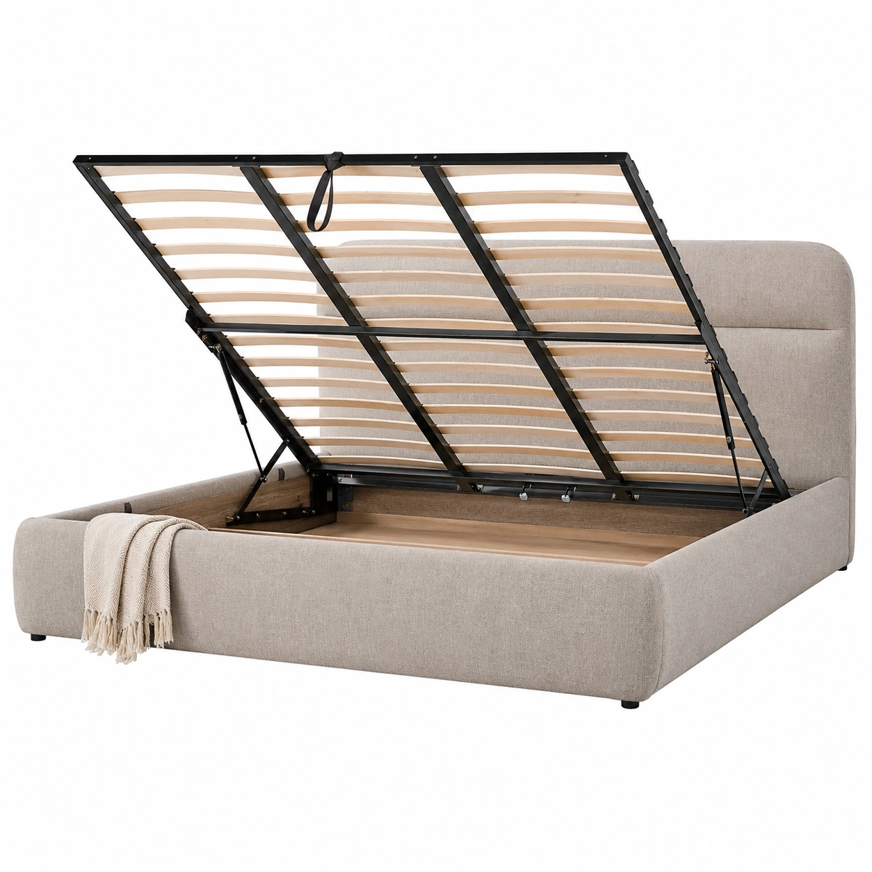Cama contemporanea con base abatible y almacenaje-vivamobel