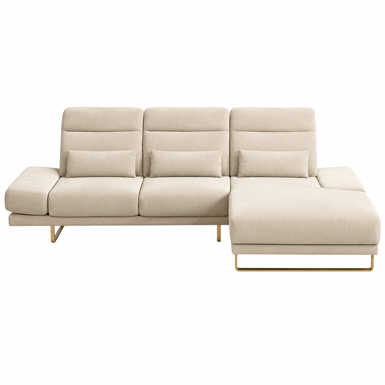 Sofa chaise longue beige con lineas modernas y alma luminosa-nordicaurahome