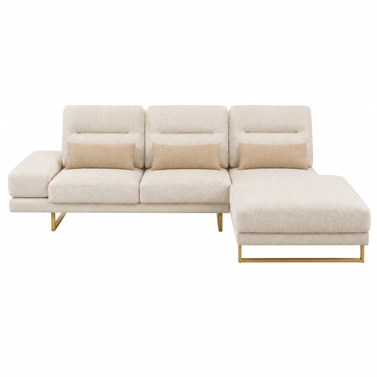 Sofa chaise longue boucle crema para un salon lleno de calma-nordicaurahome