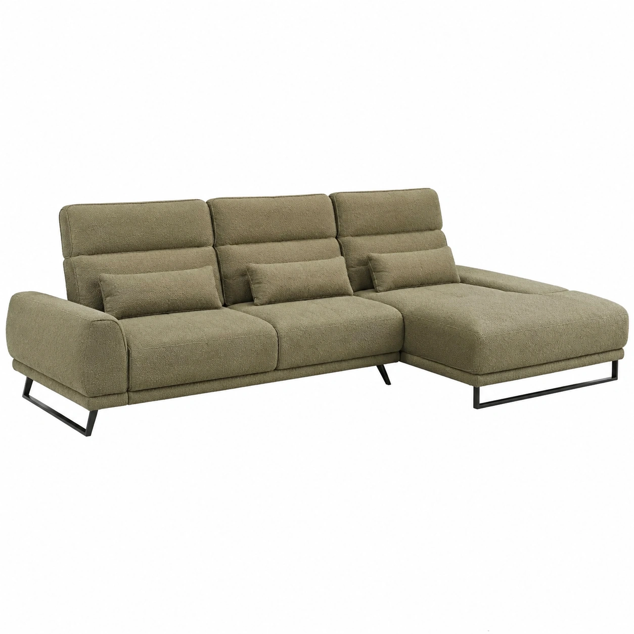 Sofa chaise longue verde oliva con caracter contemporaneo-nordicaurahome