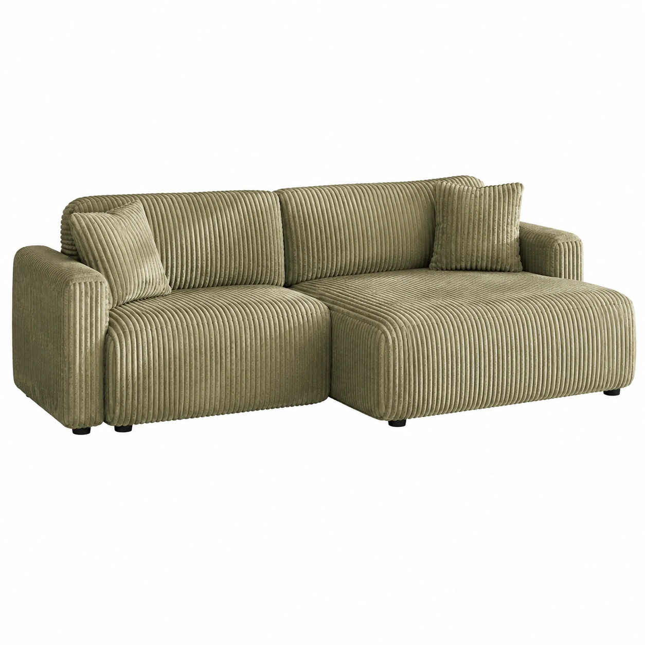 Sofa Modular Verde Oliva de Pana Acanalada-nordicaurahome