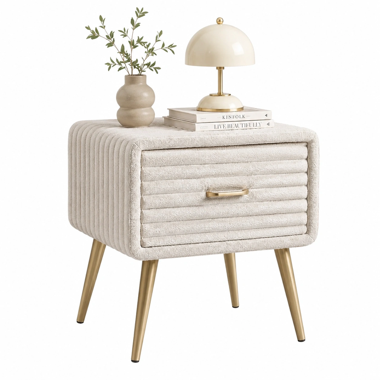 Mesita auxiliar boucle blanco marfil-nordicaurahome