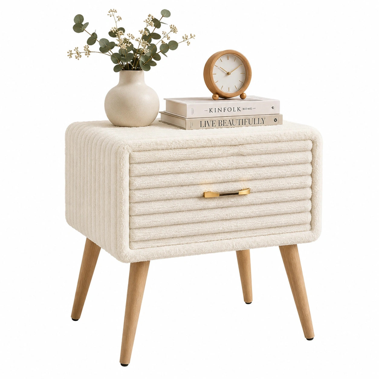 Mesita auxiliar boucle blanco crema-nordicaurahome