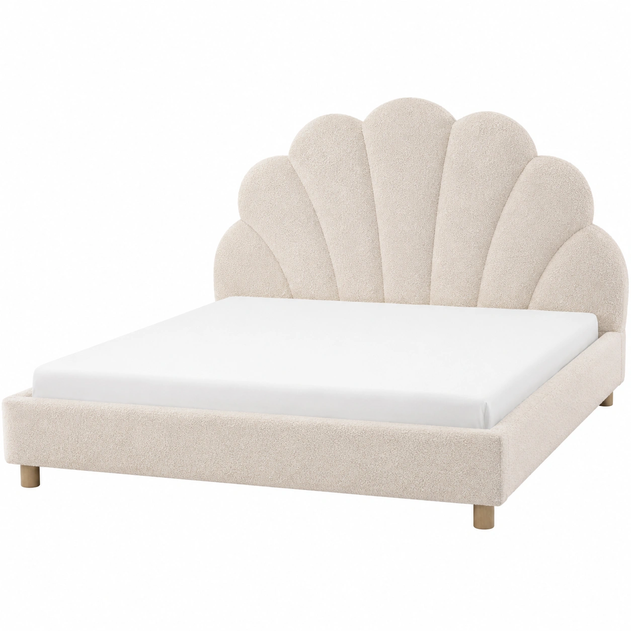 Cama tapizada estilo concha para dormitorio elegante-nordicaurahome