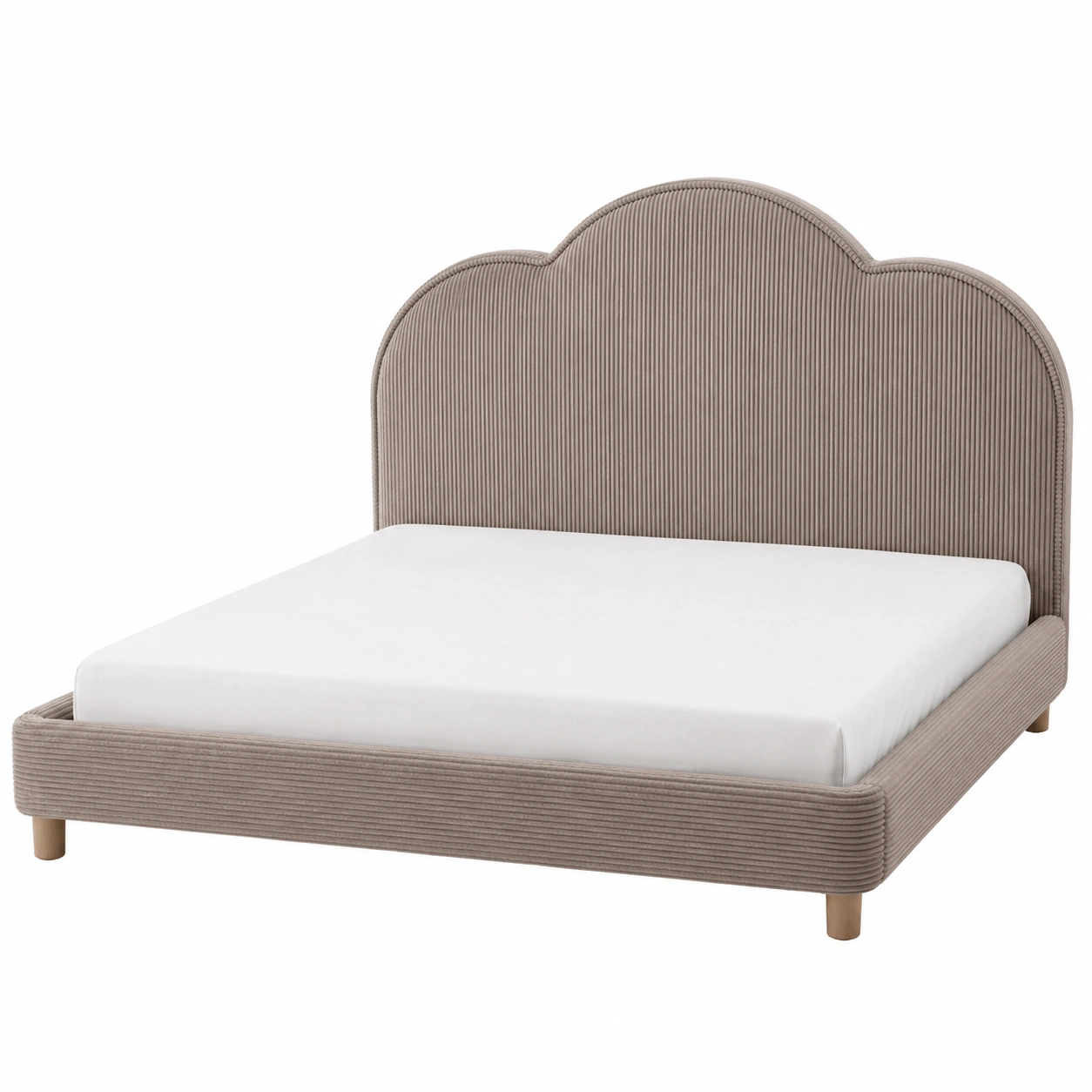 Cama tapizada de pana con cabecero artistico-nordicaurahome