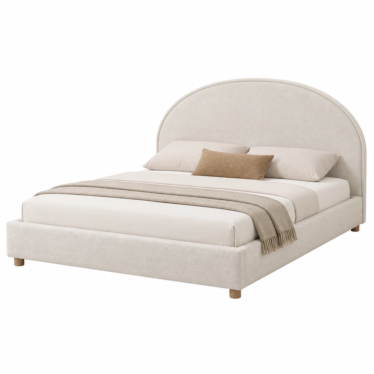 Cama tapizada moderna de estilo suave y natural-nordicaurahome