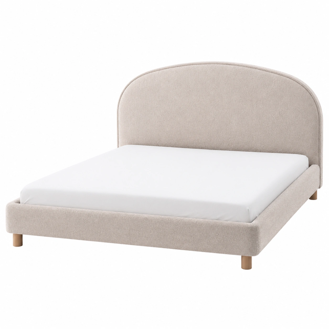 Cama moderna tapizada en boucle beige de estilo minimalista-nordicaurahome