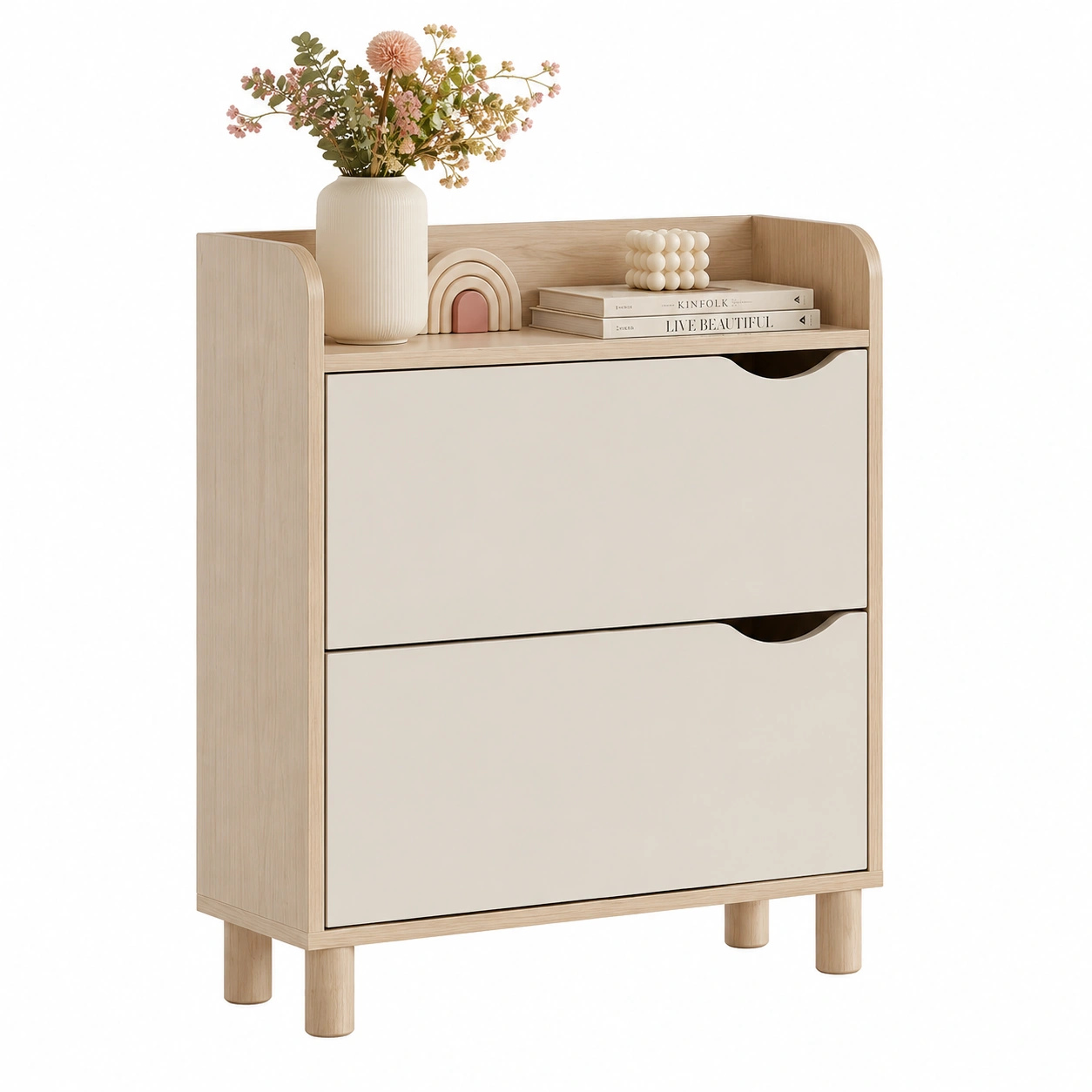 Zapatero Nordic Beige de Dos Puertas-orvessaliving