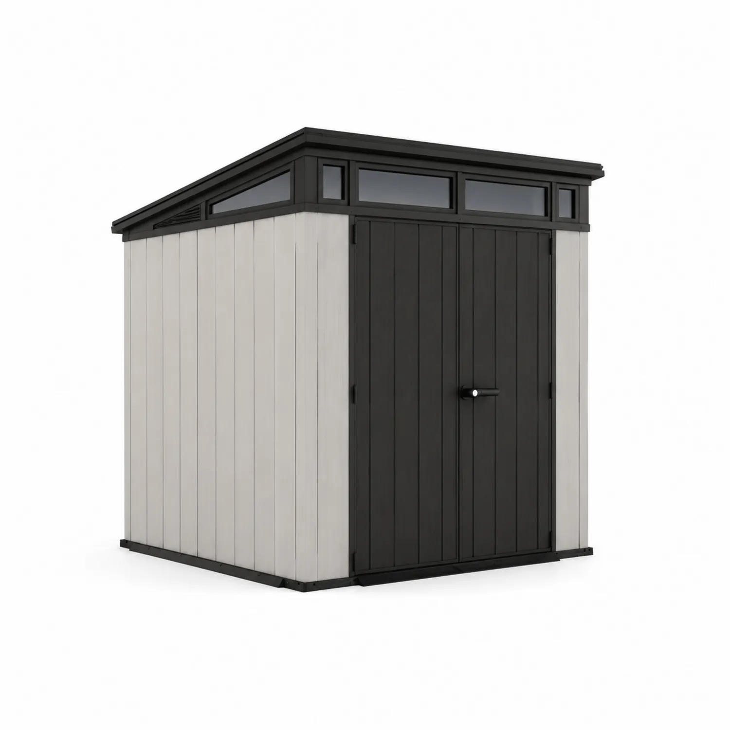 Plastikowy Domek Ogrodowy z Oknami Szaro-Czarny 213x191x226 cm