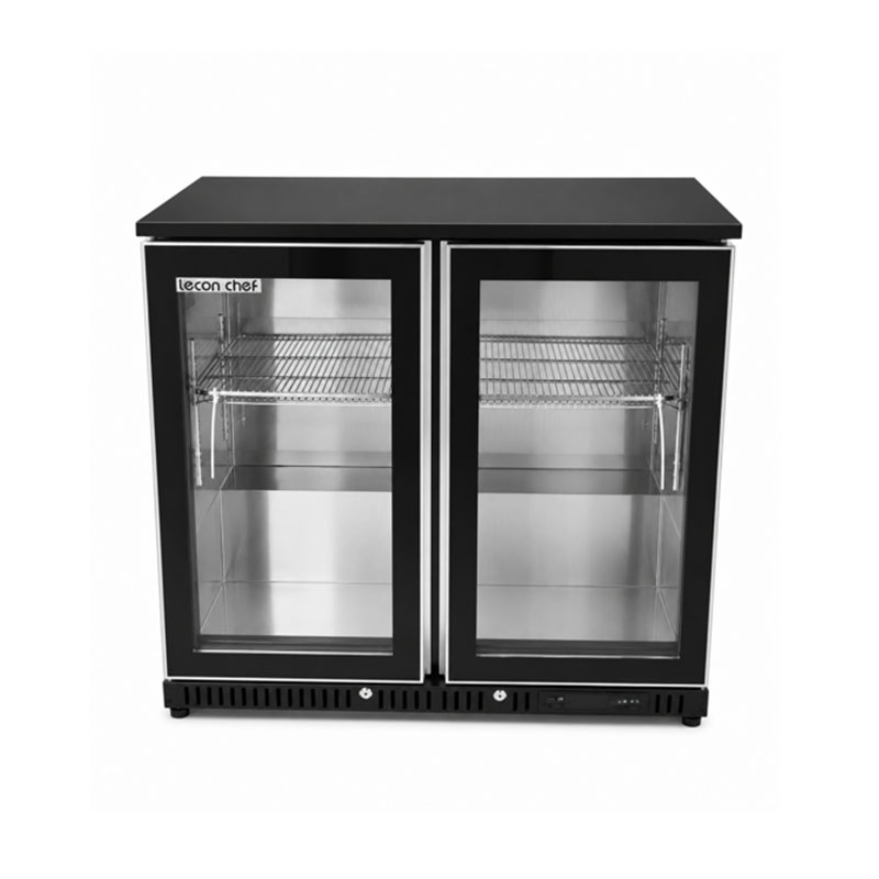 ：lecon chef Commercial Back Bar Cooler,7.4 Cu. Ft Beverage Refrigerator with 2 Hinged Glass Door