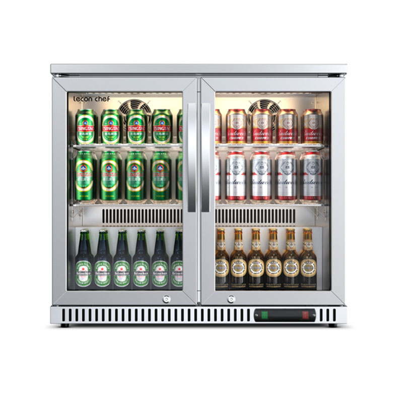 lecon chef Commercial Back Bar Cooler with 2 Hinged Glass Door