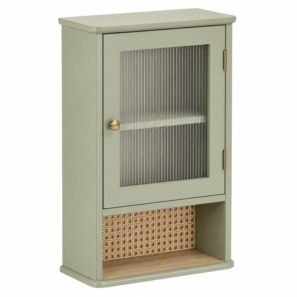 Mesita elegante verde salvia con cristal acanalado-velmorliving