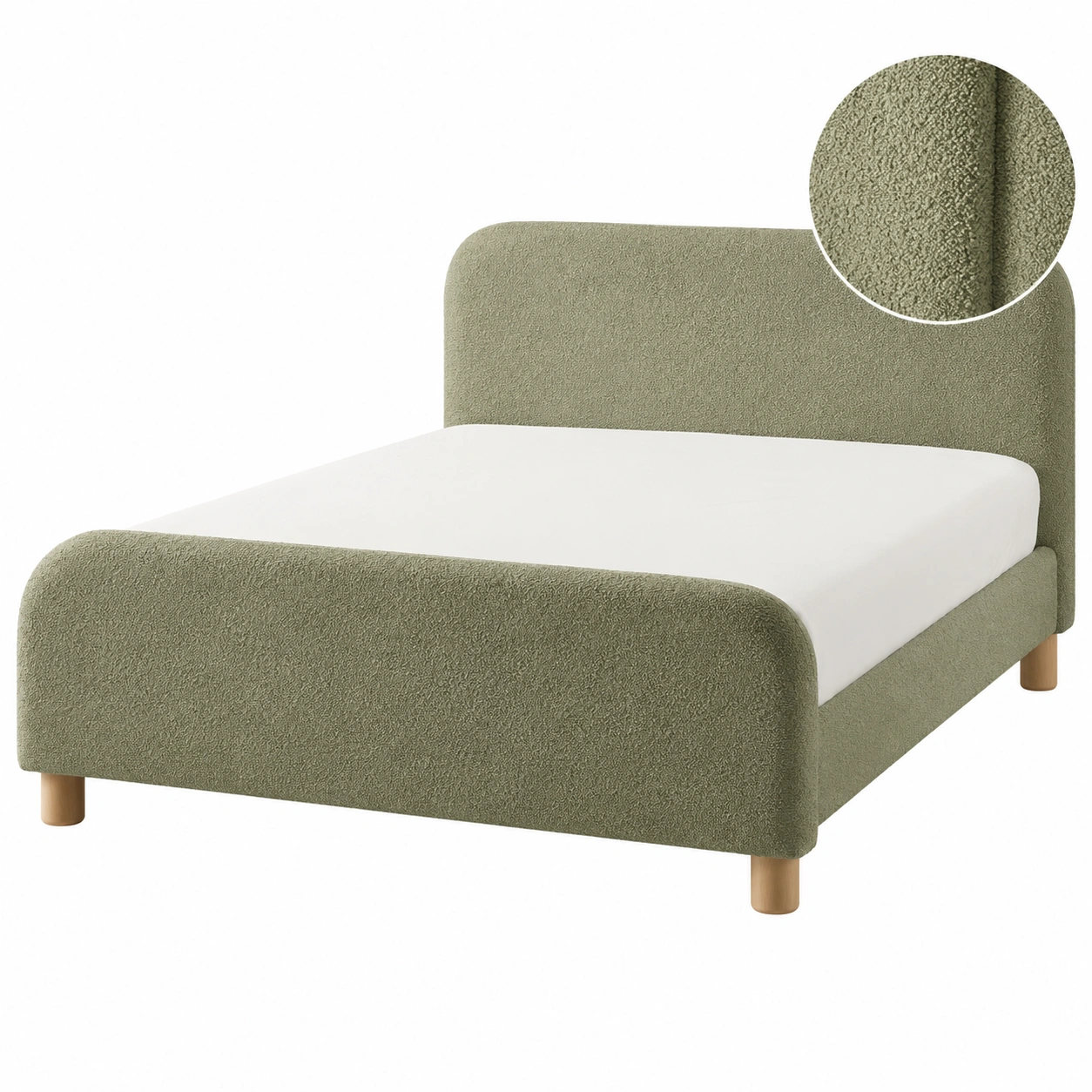 Cama Boucle Verde Oliva de Lineas Suaves-velmorliving