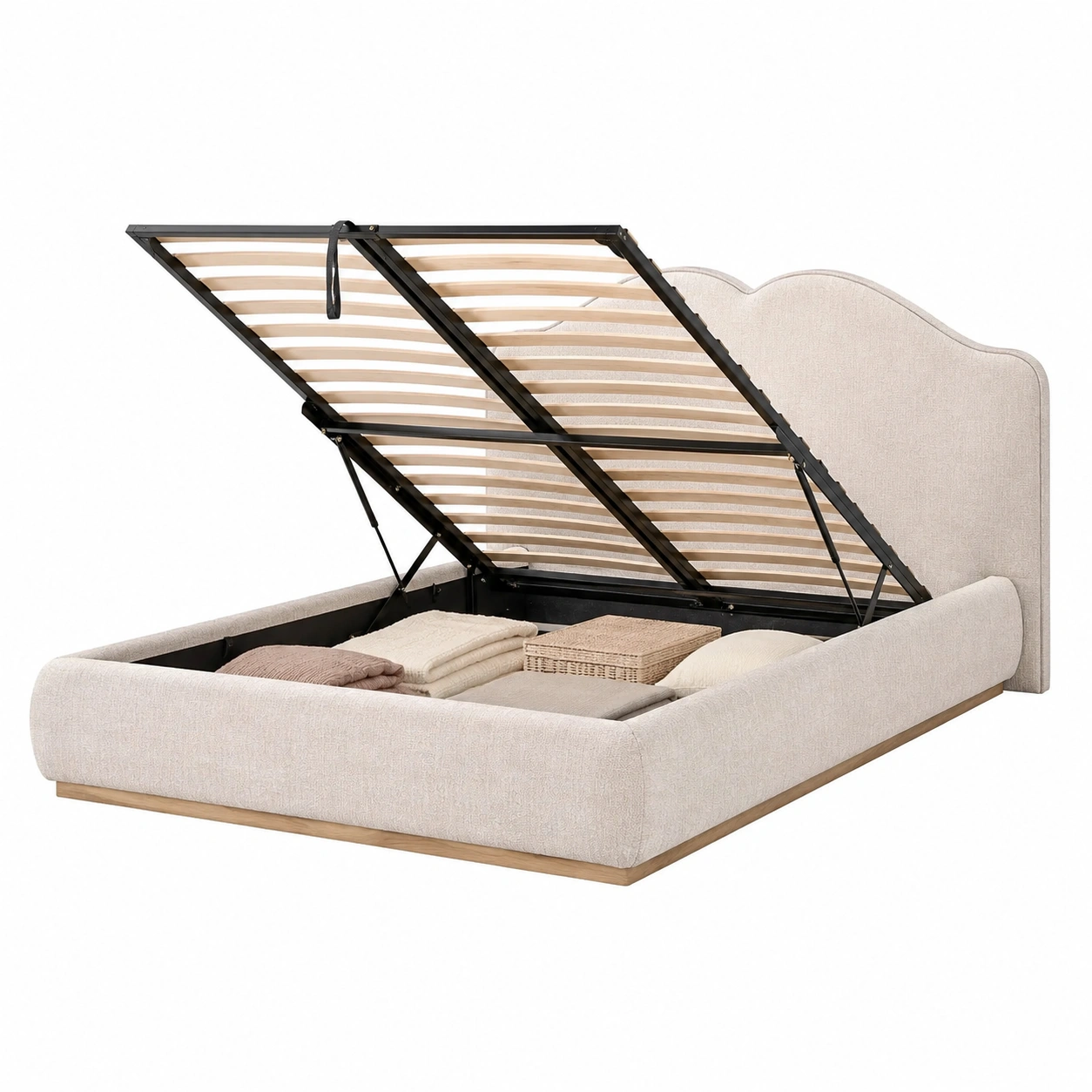 Cama tapizada clasica con espacio de almacenaje-velmorliving