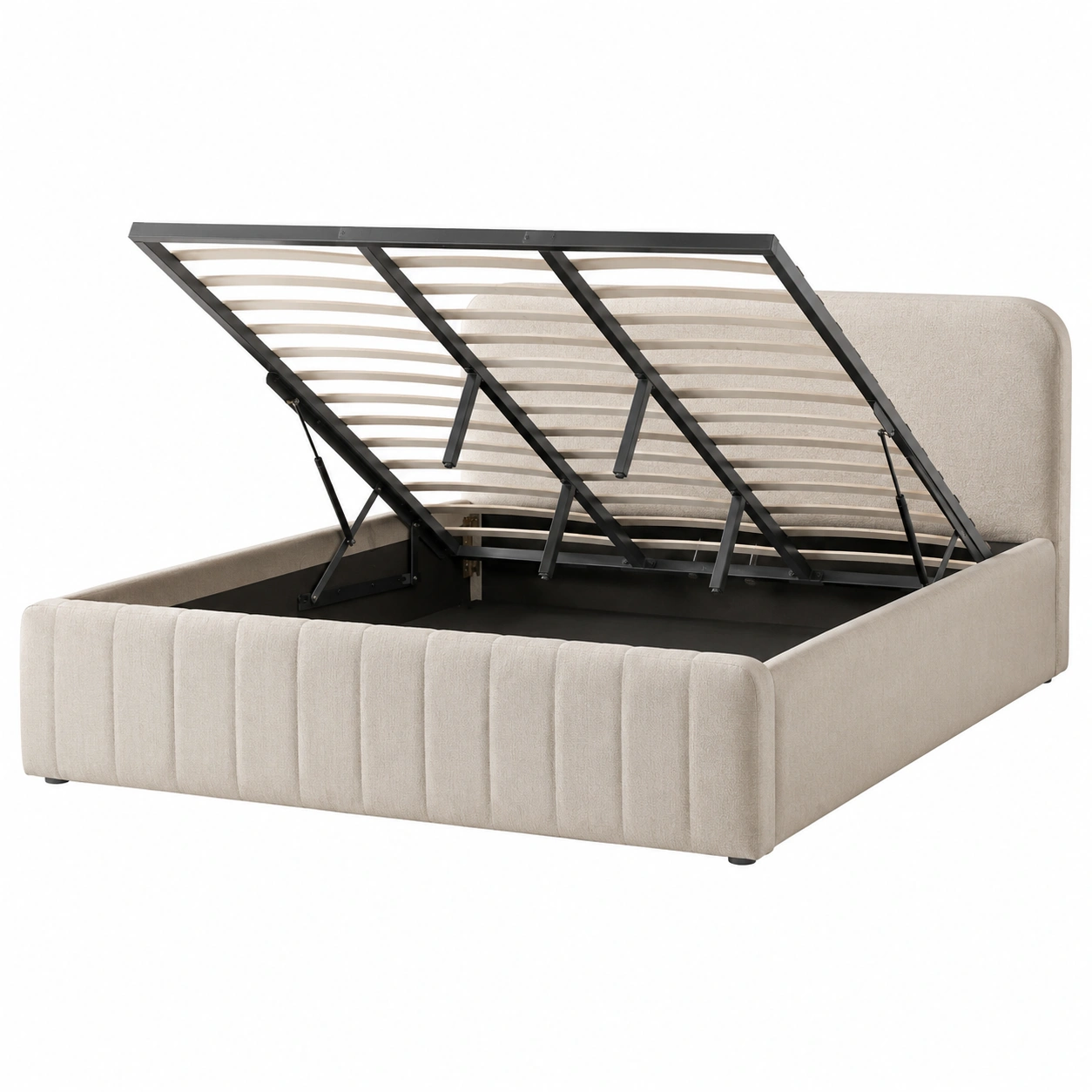 Cama abatible tapizada con almacenaje oculto-velmorliving