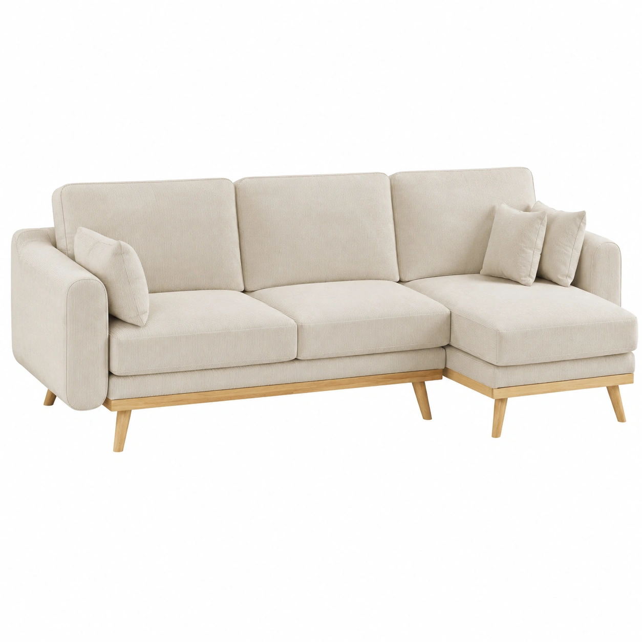 Sofa chaise longue nordico en beige claro-velmorliving