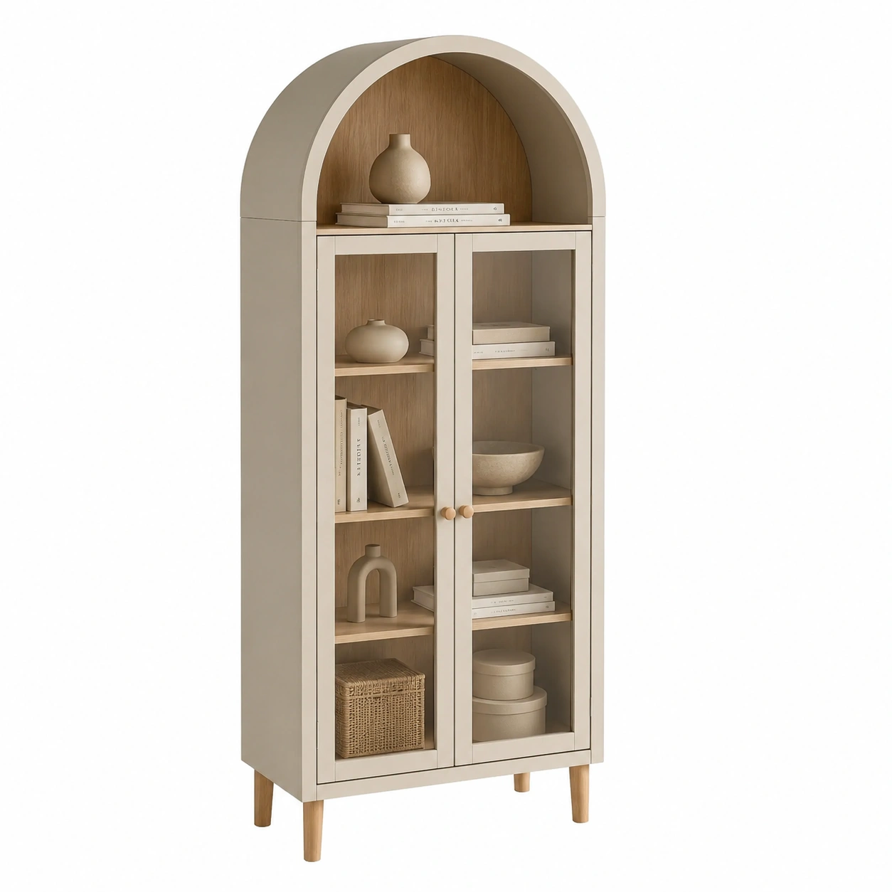 Vitrina beige con arco superior-velmorliving
