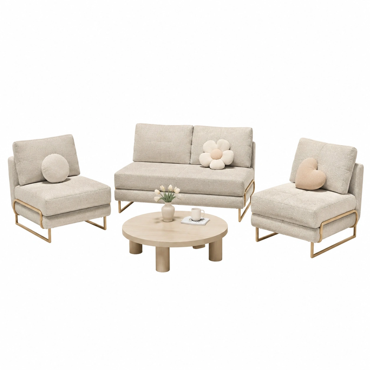 Set Sillon Moderno con Detalles Redondeados-velmorliving