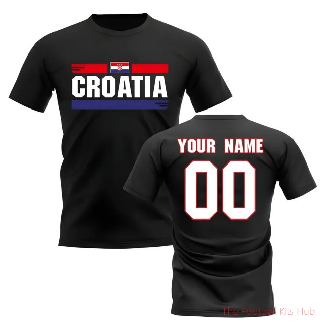 Elite Personalised Croatia Black T-Shirt Sports Garment-Unisoccer Shop