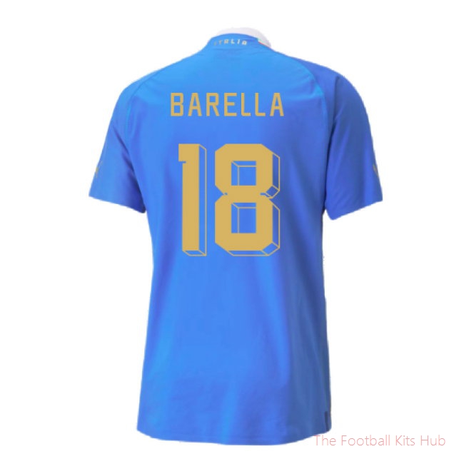 Vibrant Italy Jersey Barella 18 Home Shirt 2022/23 Release-Unisoccer Shop