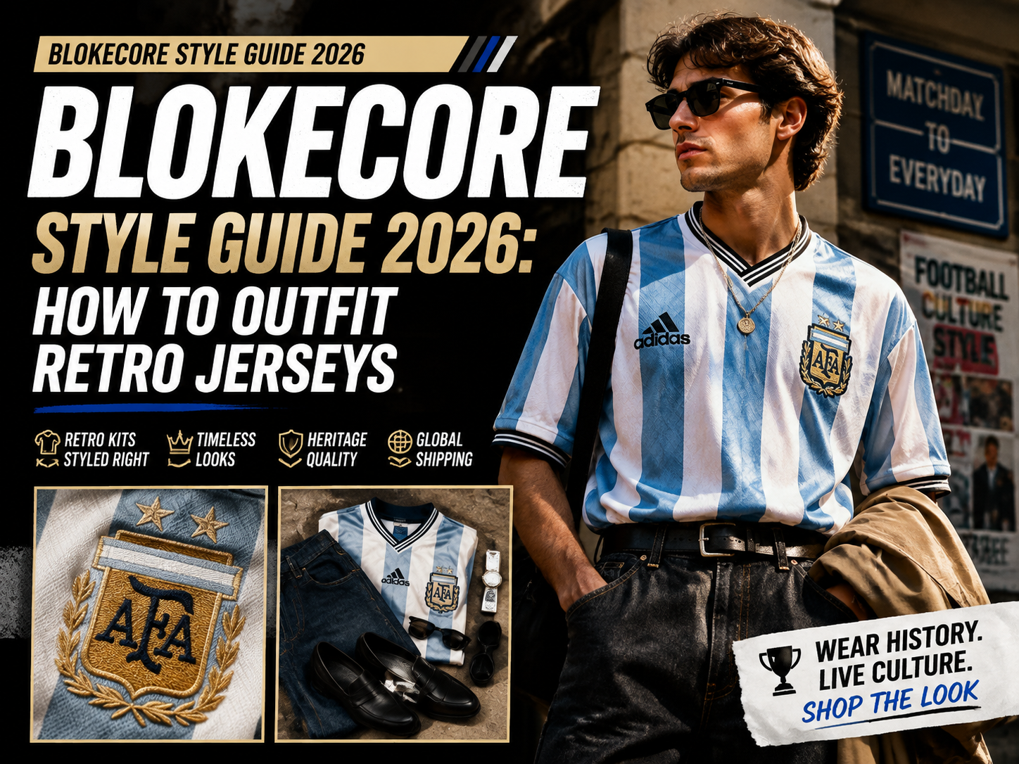 Blokecore 2026 retro football jersey outfit guide with Argentina vintage soccer shirt style