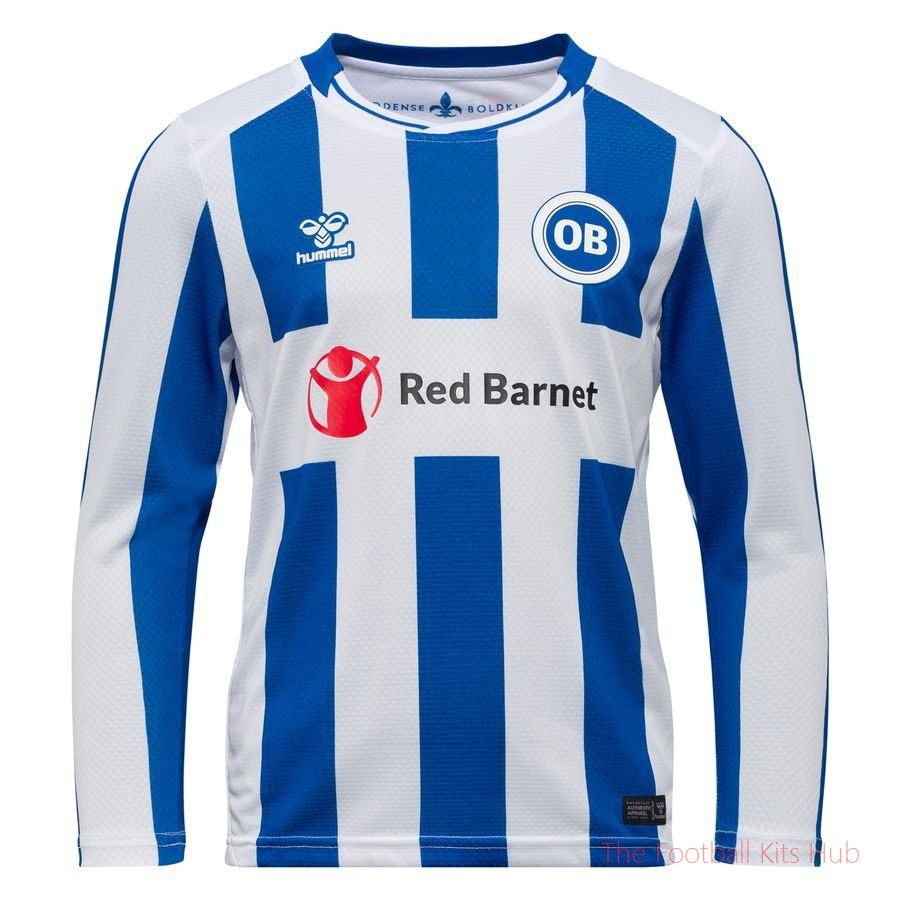 Premium Odense Boldklub Kids Long Sleeve Home Shirt 2025/26 Garment-Unisoccer Shop