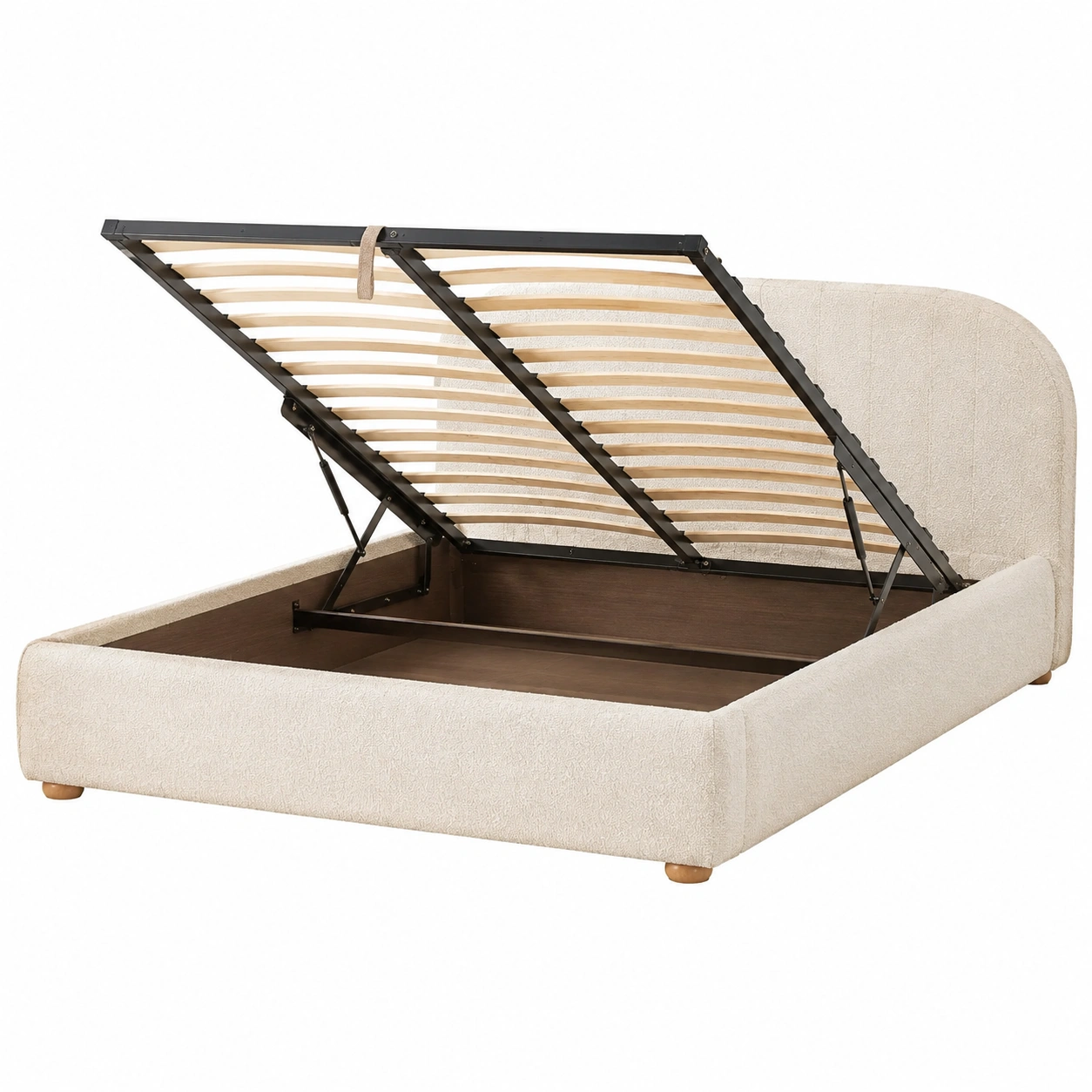 Cama abatible beige con almacenaje oculto para dormitorios serenos