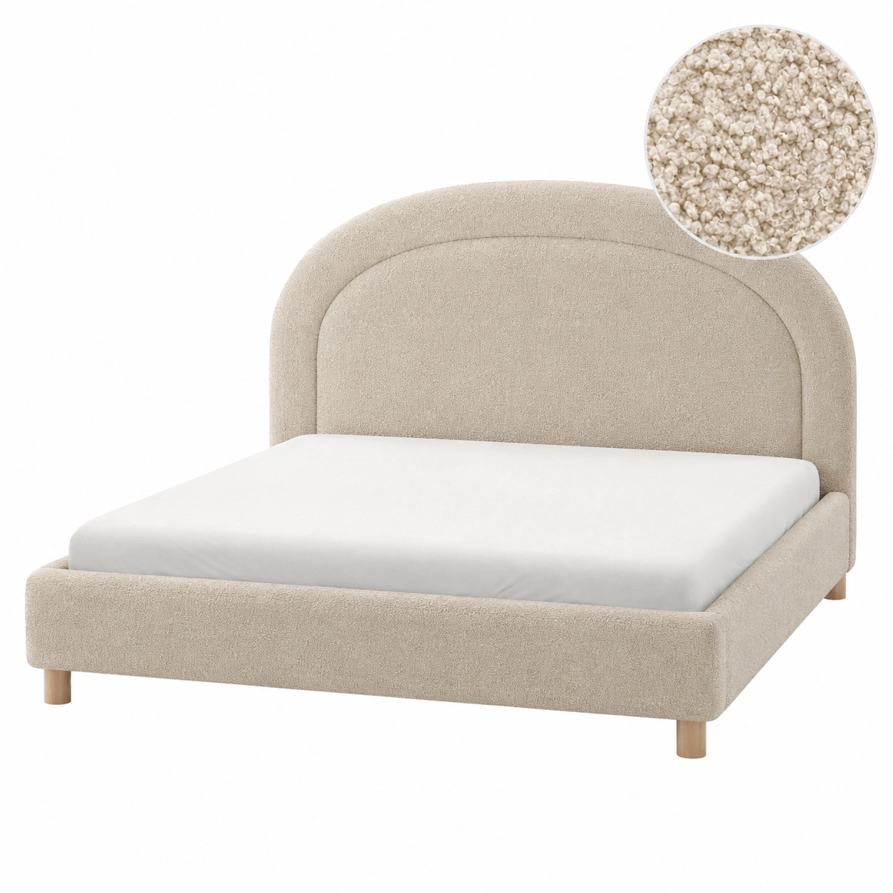 Cama boucle compacta color marfil suave