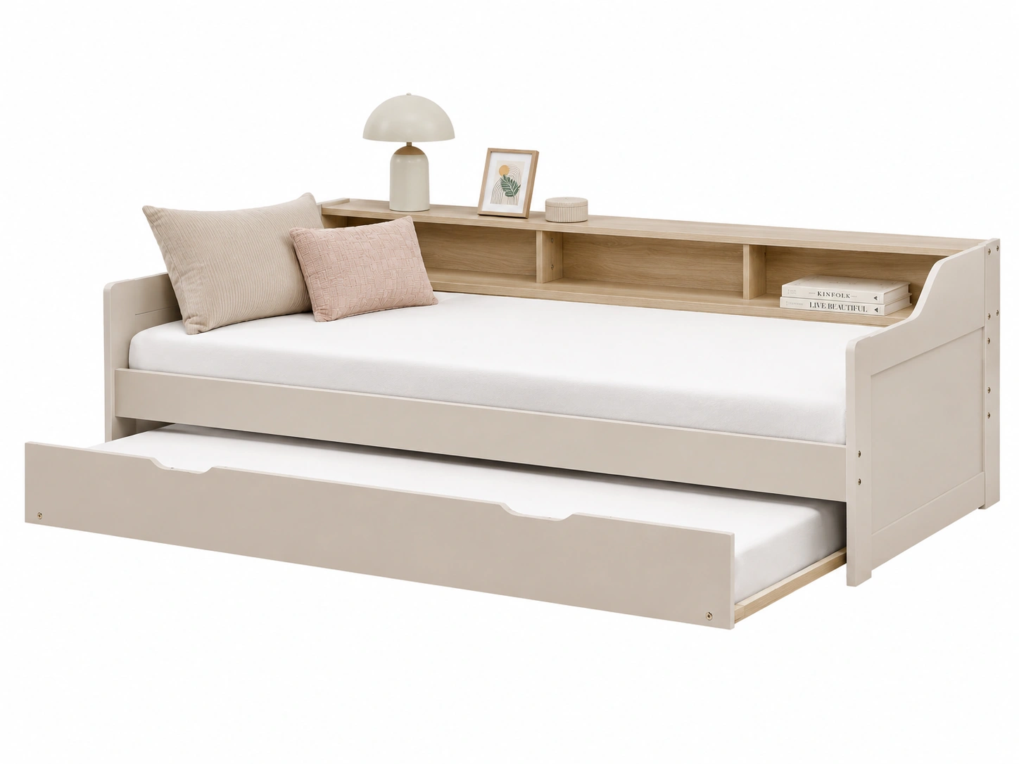 Cama individual multifuncional con cama nido
