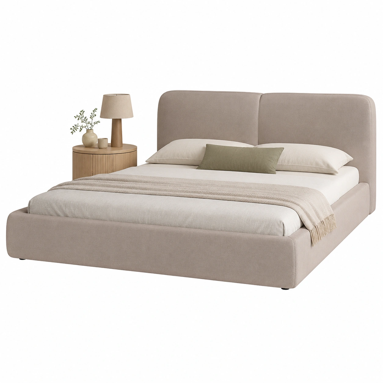 Cama moderna acolchada Beige arena