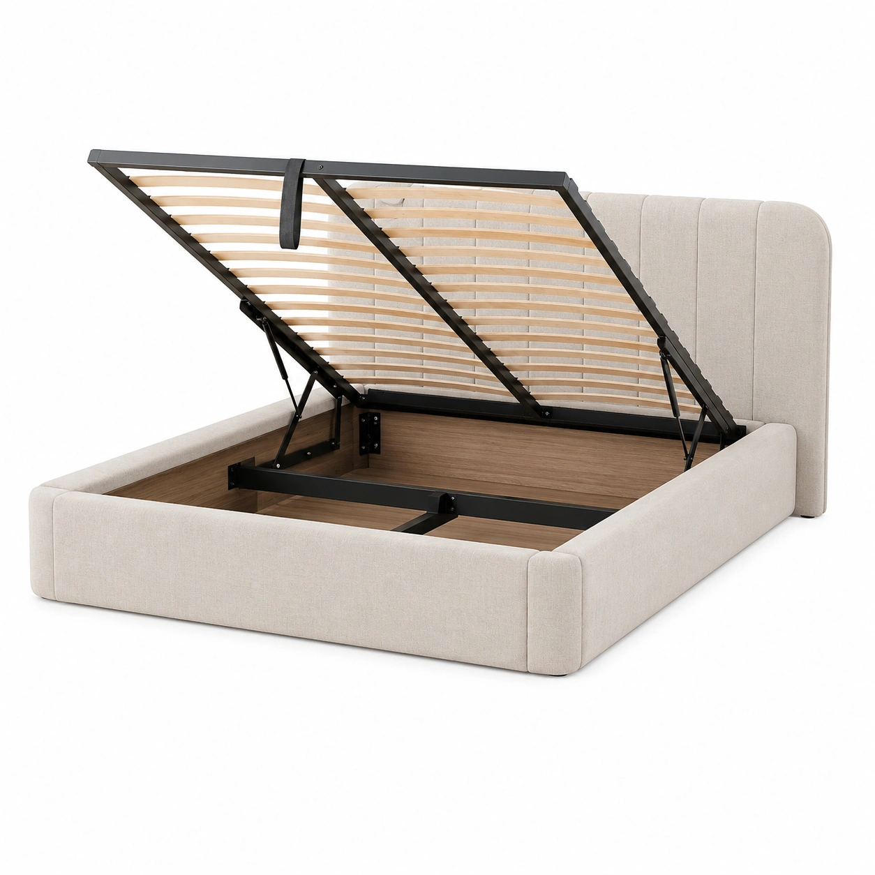 Cama abatible beige con almacenaje