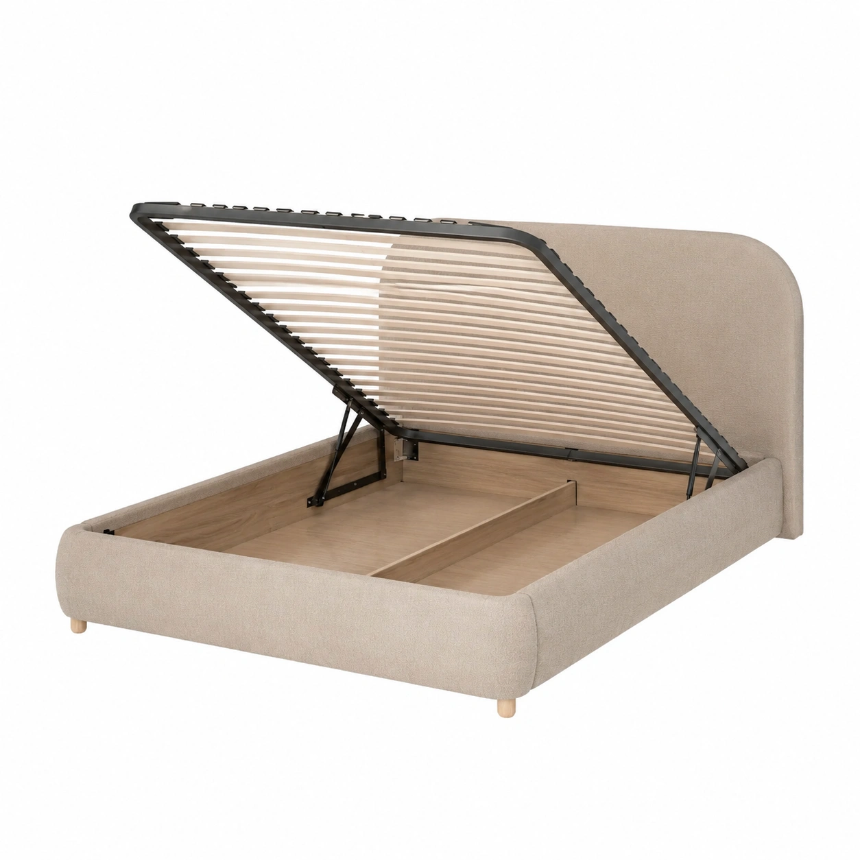 Cama abatible beige con almacenaje interior