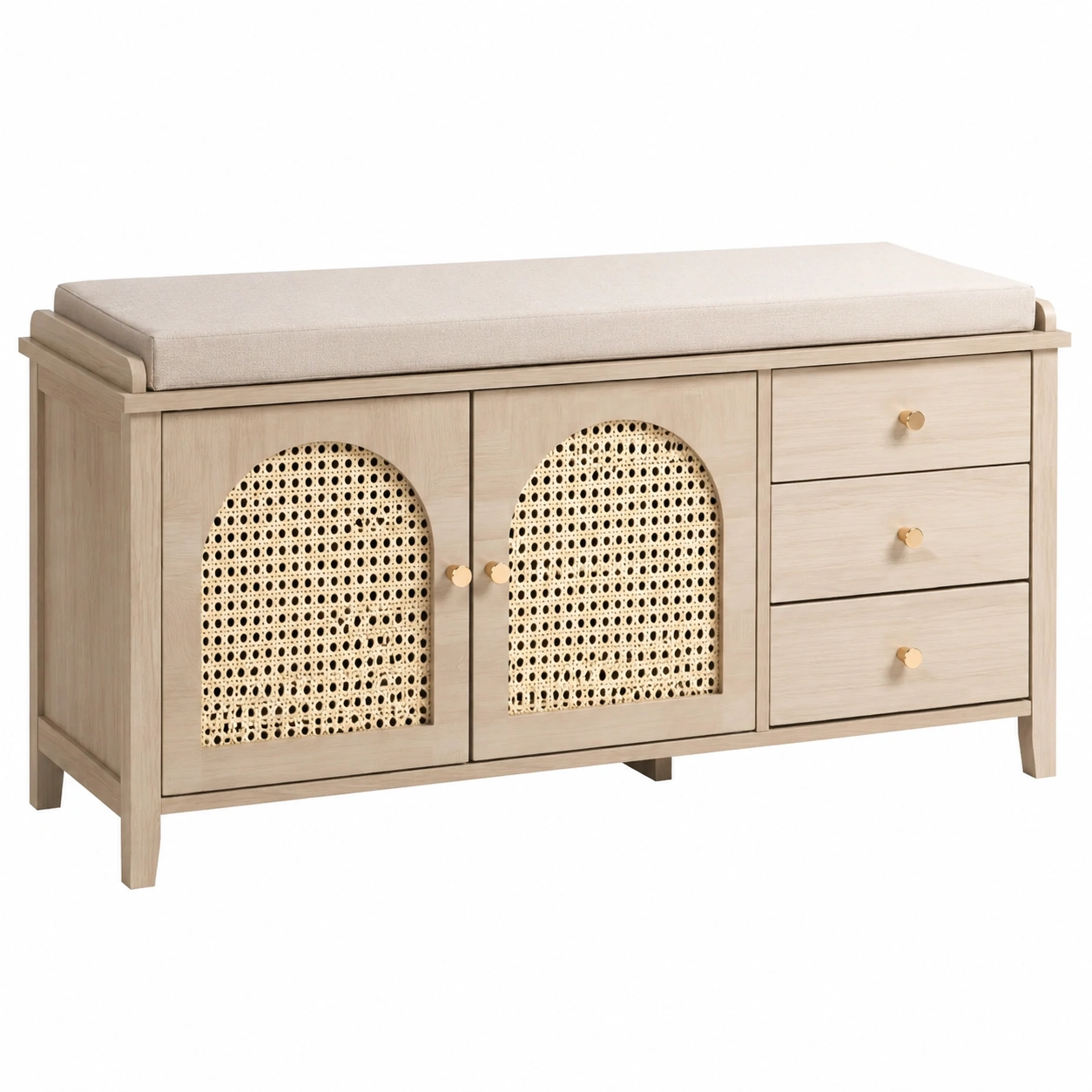 Banco organizador ratan beige natural