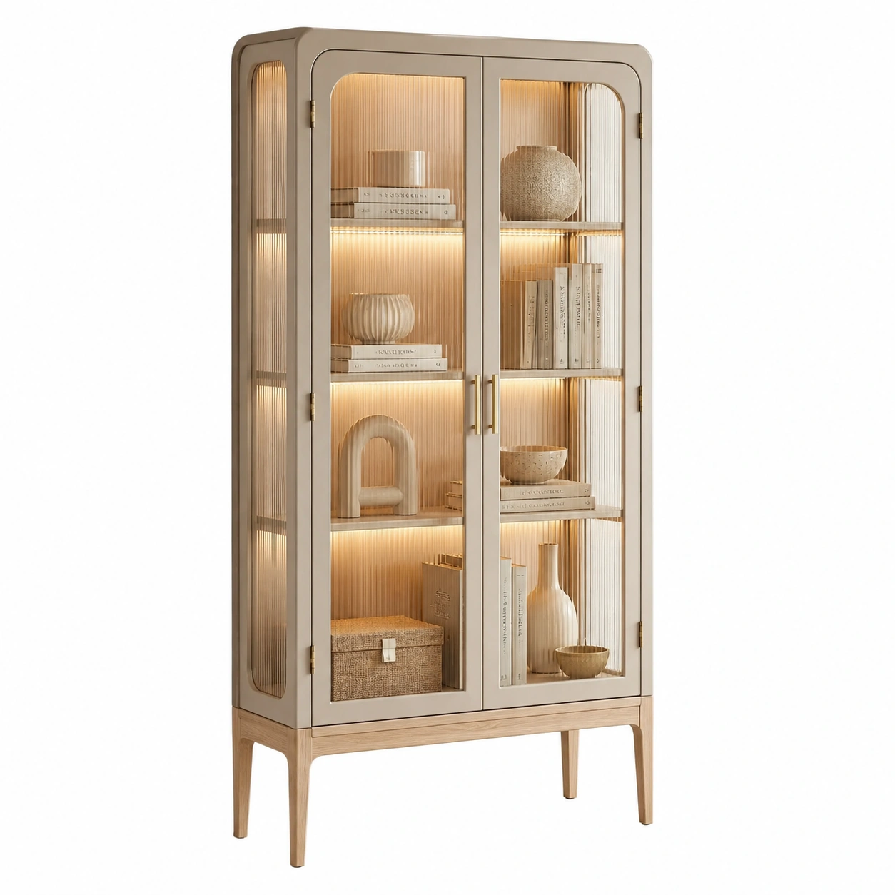 Vitrina Nordic LED de Madera Curva
