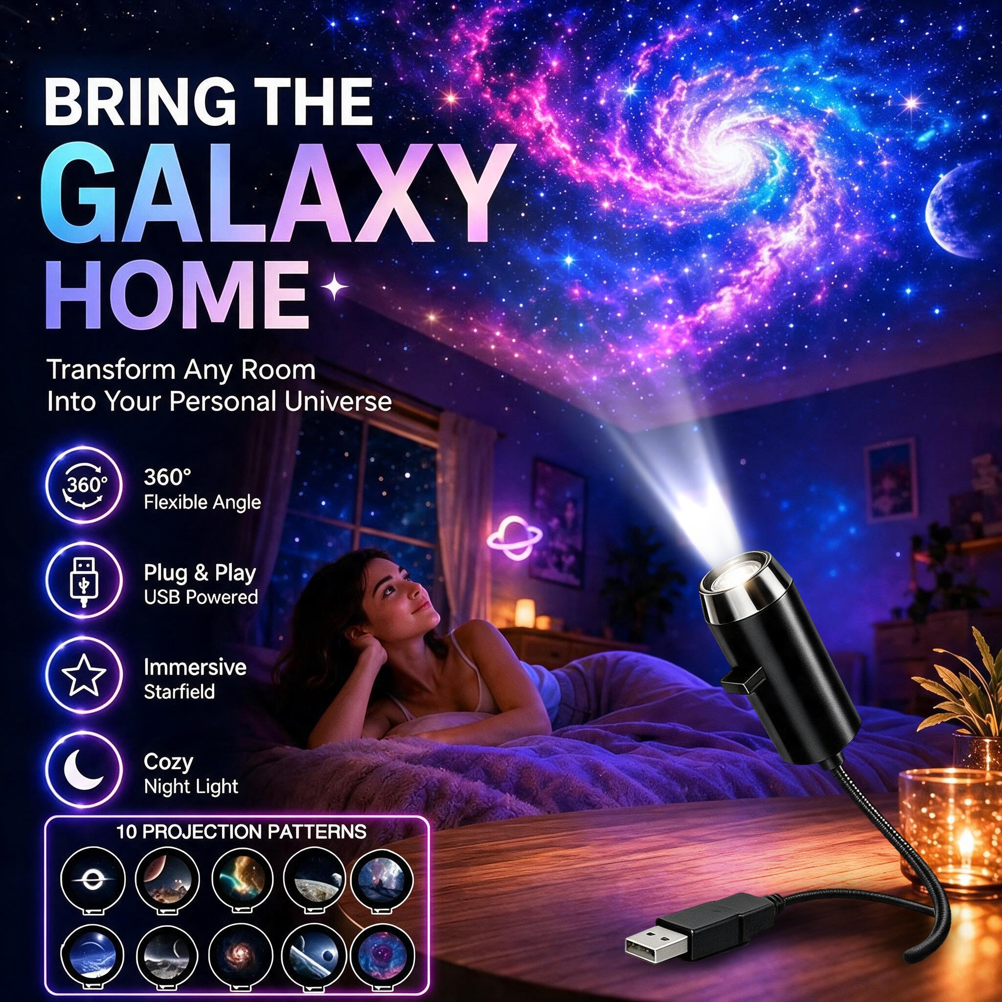 🔥Plug-&-Play HD Christmas Projector – 6 or 10 Festive Scenes