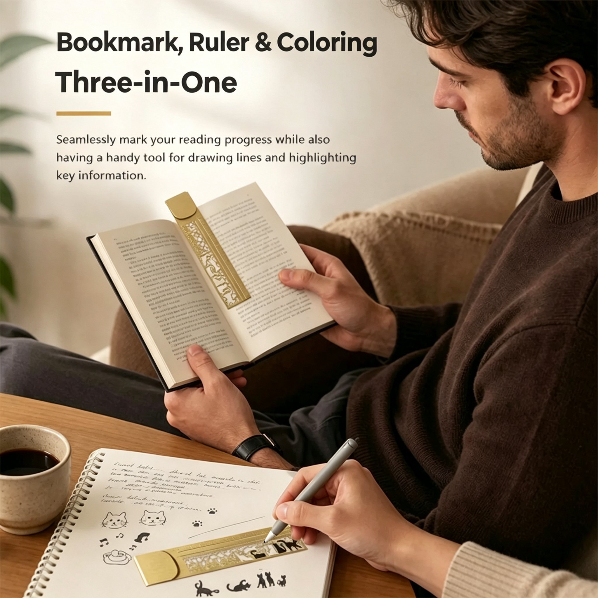 Eight decorative metal bookmark ruler designs
