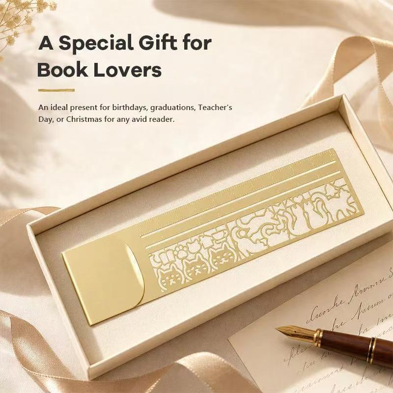 Metal bookmark ruler for books, planners and notebooks