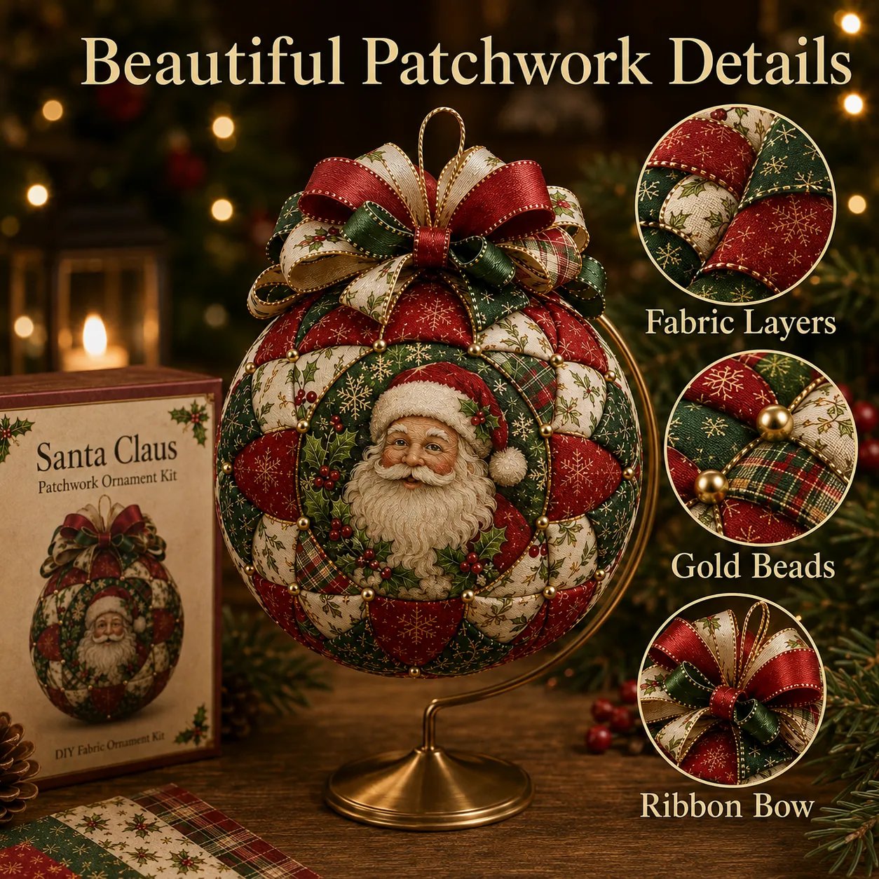 🔥LAST DAY 50% OFF - 🎄Christmas Classics Patchwork Ornament DIY Kit