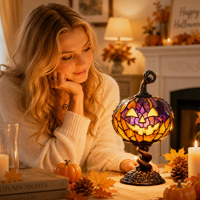 Tall Pumpkin Lamp Lighting Effect