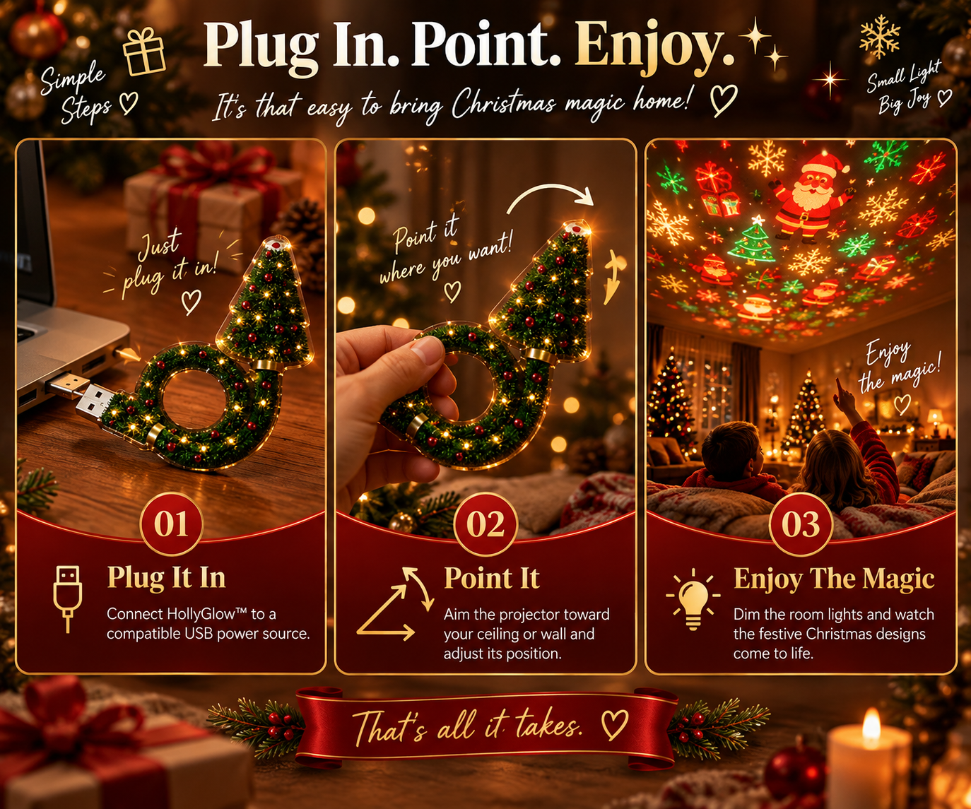 HollyGlow™ Christmas Projector