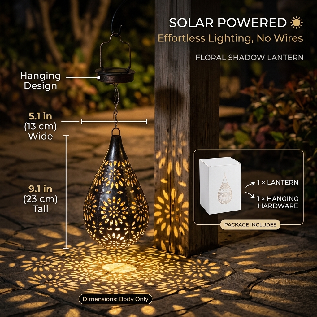 Solar-Powered Floral Shadow Lantern