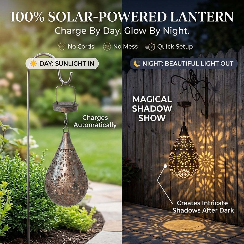 Solar-Powered Floral Shadow Lantern