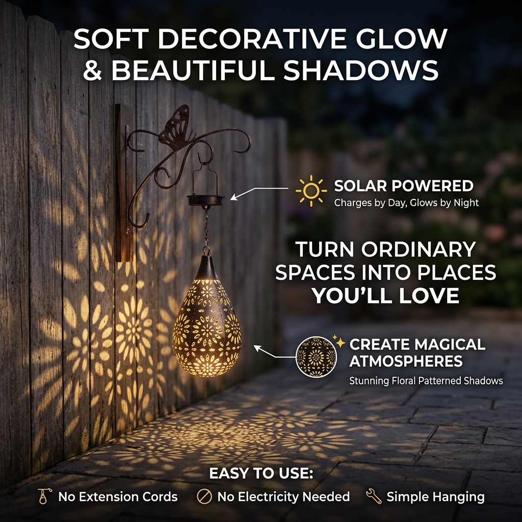 Solar-Powered Floral Shadow Lantern