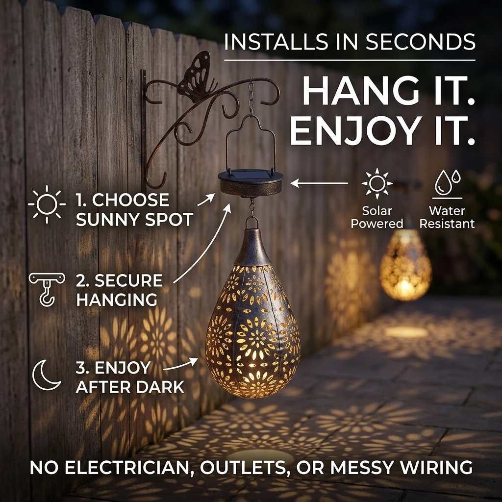 Solar-Powered Floral Shadow Lantern